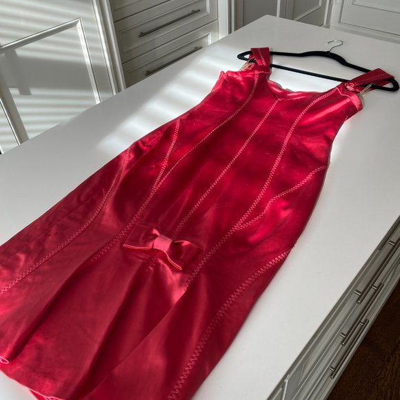 Karen Millen Red Corset Midi Dress (With Bow at Back!) - Picture 4 of 8